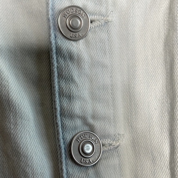 HUDSON CAMMY BUTTON FRONT DENIM SEXY SKIRT 24 NWT$180 Light Blue-Frayed Hemline! - Picture 6 of 8